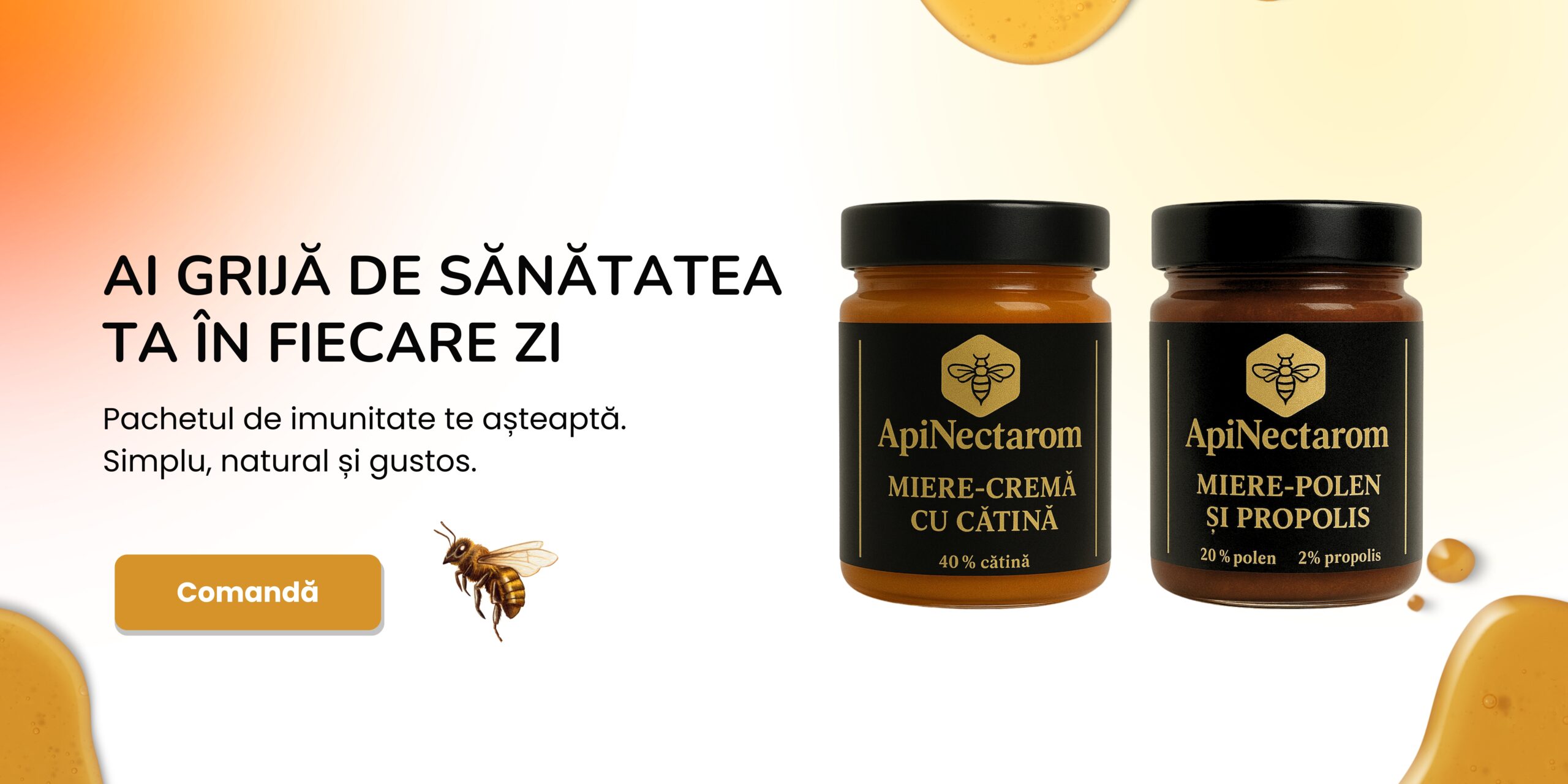 Orange White Modern Natural Honey Promotion Banner